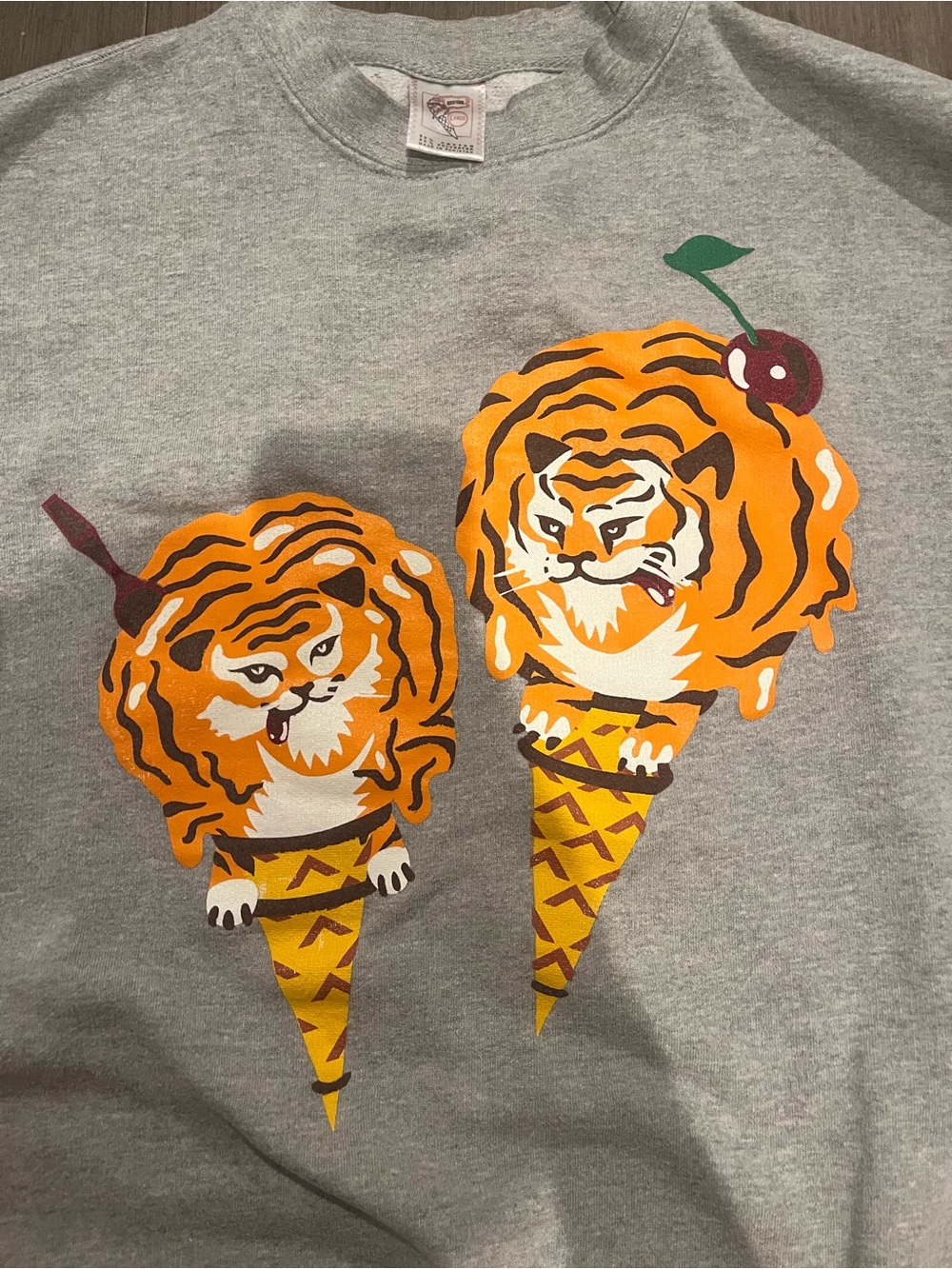 Billionaire Boys Club Grey Crewneck with Orange Tiger Ice Cream Graphic - Picture 2 of 6